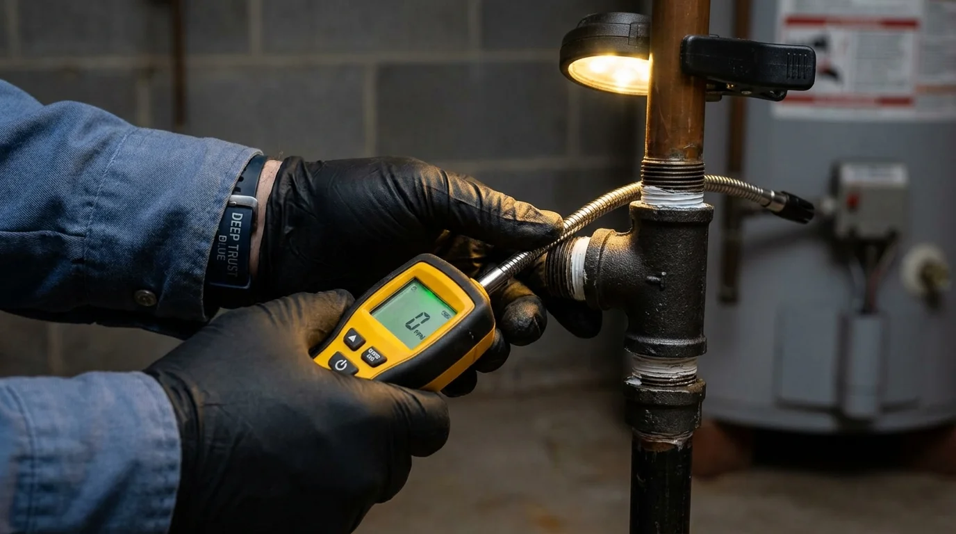 Gas leak detection with electronic sniffer by Johns Plumbing LLC in Farwell