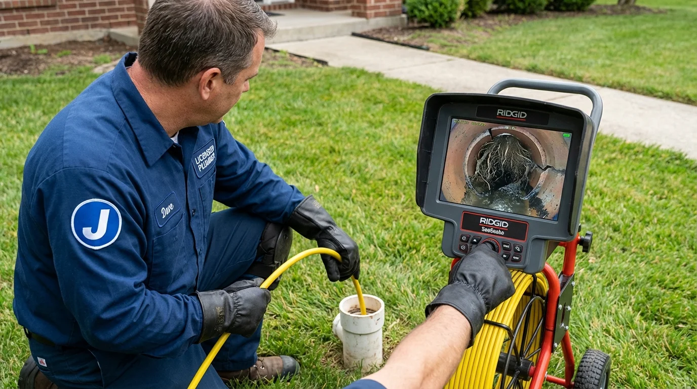 Sewer camera inspection being performed by Johns Plumbing LLC in Farwell