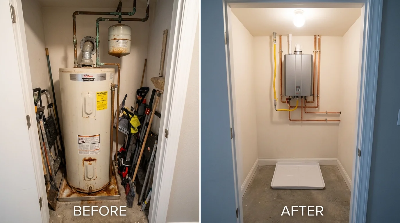 Tank water heater versus wall-mounted tankless unit comparison for Farwell, TX homeowners